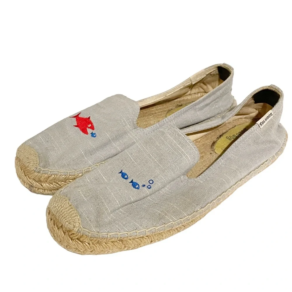 Soludos x Mary‎ Matson Women’s Size 9.5 Hungry Fish Linen Platform Espadrille